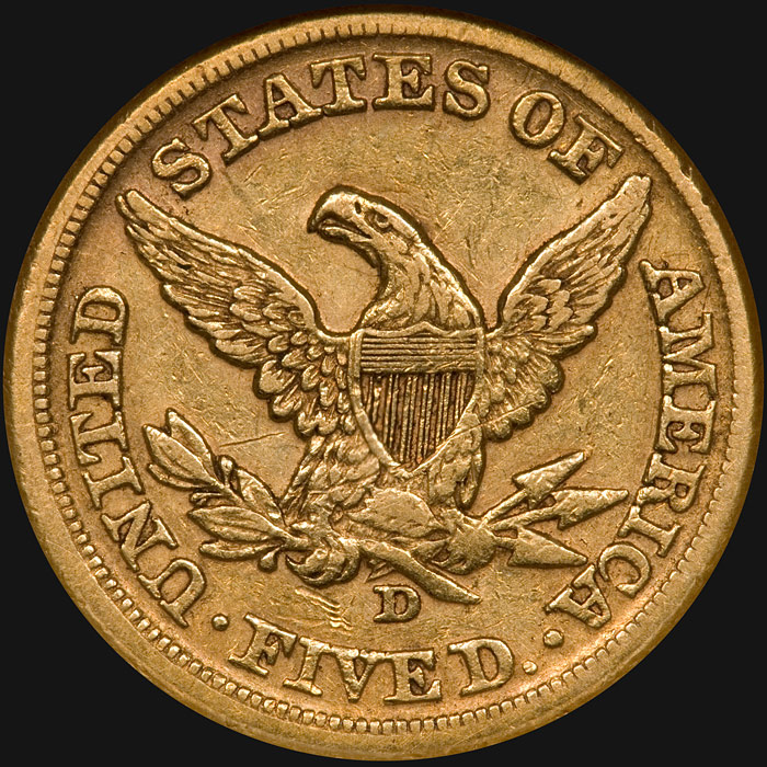 1861-D half eagle